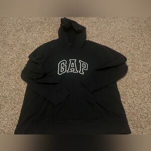 Black GAP hoodie with white stitching. Size XXL